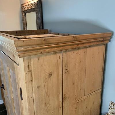 Antique pine cupboard measures 36" x 26.5" x 61.25"