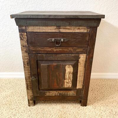 Distressed cabinet w/drawer measures 23" x 16" x 31"