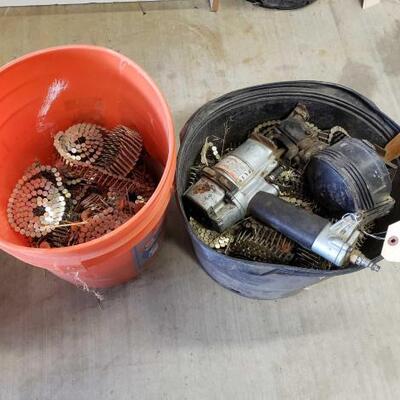 1022	

Buckets Of Nails & Nail Gun
2 Buckets Full Of Nails & A Nail Gun