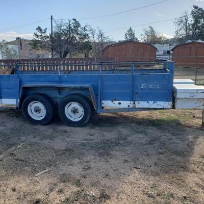 25	

14' Trailer
Double Axle Trailer
Measures Approx: 171"x 59.5"
VIN:  unknown
Plate:  PE3032
Doc Fee:  $70