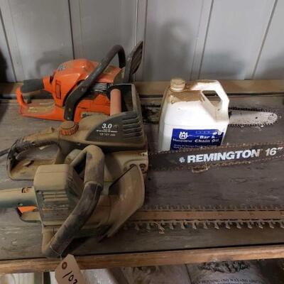 1034	

Chainsaws
2 Electric Chainsaws & A Gas Chainsaw