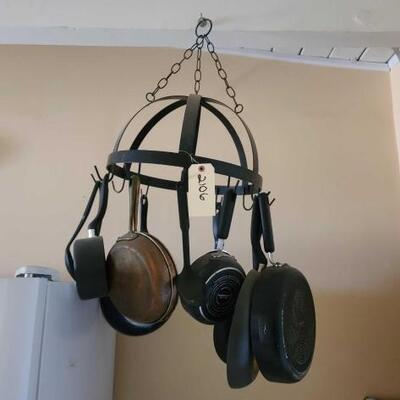 2106	

Hanging Pots And Pans Rack And Pots And Pans
Hanging Pots And Pans Rack And Pots And Pans