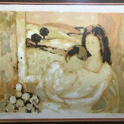 https://www.ebay.com/itm/124680934935	CF7002T AndrÃ© Plisson (French b.1929) framed and matted lithograph under glass WOMAN HUGGING SON...