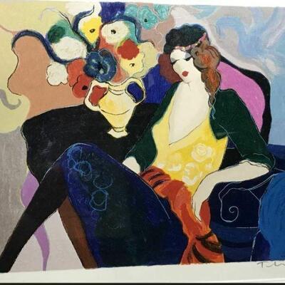 https://www.ebay.com/itm/114766581647	CF7001T Itzchak Tarkay COLORFUL WOMAN WITH FLOWER VASE (37 3/5 IN X 23.5 IN)	Auction
