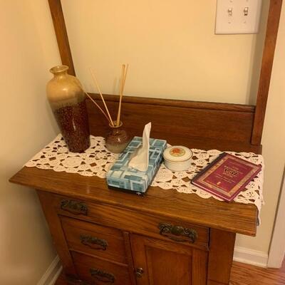 TOWEL RACK WITH OAK CABINET