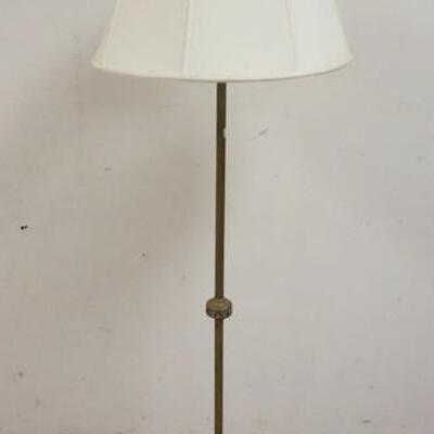 1012	BRASS FLOOR LAMP W/ ENAMEL DECORATION 65 IN H 
