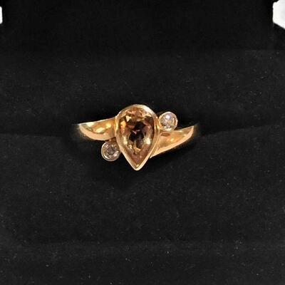 14k Diamond and Stone Ring