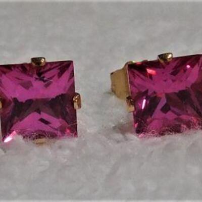 2 Pair 14k Ruby Earrings