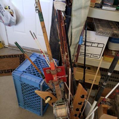 Vintage Fishing poles and reels