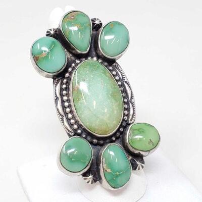 #908 â€¢ Native American B. Johnson Sonoran Gold Turquoise Sterling Silver Statement Ring