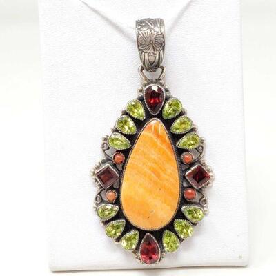 #932 â€¢ Native American J. Feeney Spiny Oyster Sterling Silver Pendent