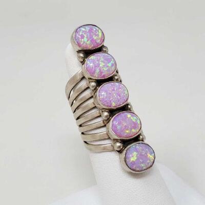 #930 â€¢ Native American RB Pink Opal Sterling Silver Ring
