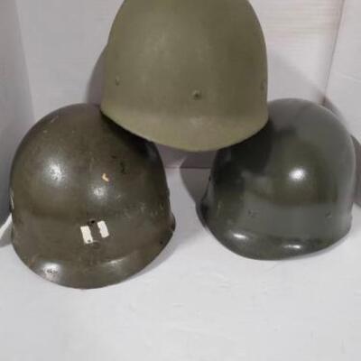 Set of 3 fiberglass ground troop liner Military Helmets from Vietnam Era. https://ctbids.com/#!/description/share/955248
