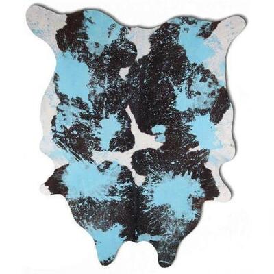 173	

Brazilian Aqua Splatter Distressed Black / White cowhide rugs.
Measures Approx 98â€x87â€