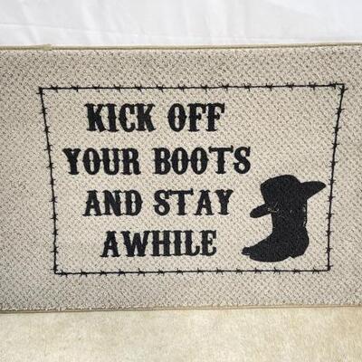 164	

"Kick Off Your Boots and Stay Awhile" Entryway Rug
Measures Approx