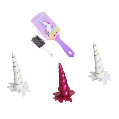 151	

(1)Purple Magical Unicorn Mane and Tail Brush (3) 6" clip-on unicorn horn with lacing
(1) Purple Magical Unicorn Mane and Tail...