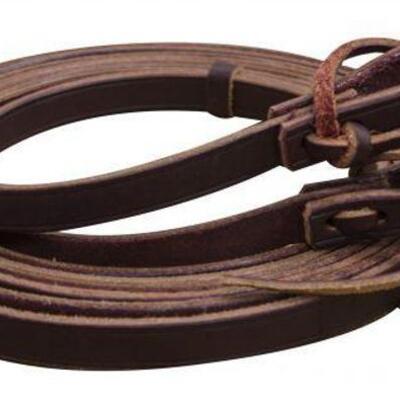 137	

ShowmanÂ® 5/8" x 8' Argentina Cowhide Leather Split Reins.
Super soft leather with leather tie bit loops. 5/8" x...