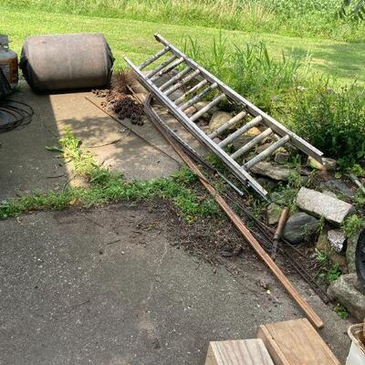 ladder and lawn roller