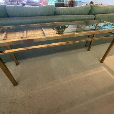 Mid Century Brass / Glass Sofa Table