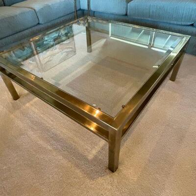Mid Century Brass / Glass Coffee Table