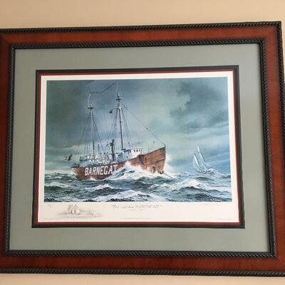 R.C. Moore â€œThe Lightship Barnegatâ€ signed & numbered, frame measures 37â€ wide x 31â€ high