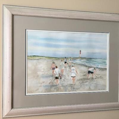 Signed Original watercolor by local artist â€œManchesterâ€, frame measures 29â€ wide x 23â€ high 