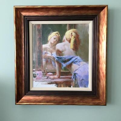 Pino Daeni â€œMorning Reflectionsâ€ signed & numbered, frame measures 26â€ high x 24â€ wide