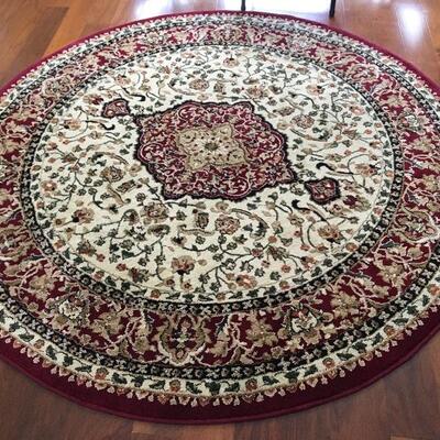 Round Oriental-Style Area Rug, 80â€ across