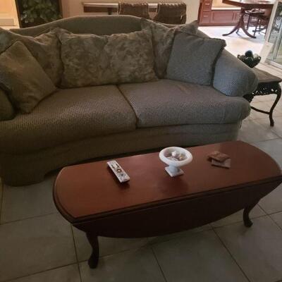 second sofa and a cherry colored coffee table