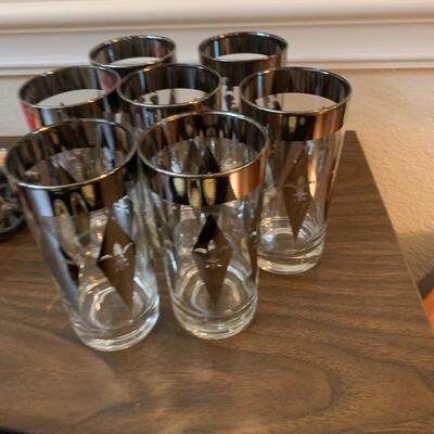 MCM vintage silver leaf highball glasses