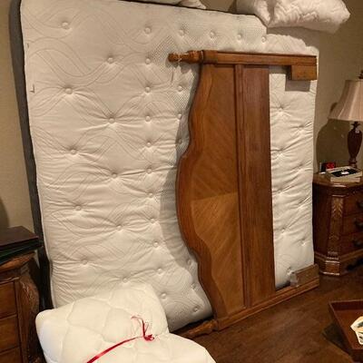 Queen headboard and King mattress/bedding
