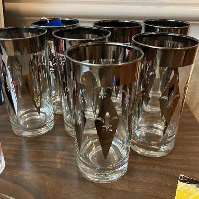 Silver leaf highball glasses