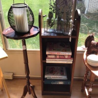 Bookcase, cookbooks. 