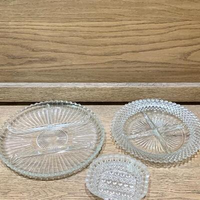 (3) Crystal Lot, 2 Relish and 1 Small Dish