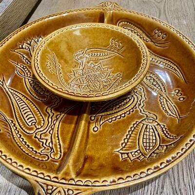 Original California Pottery Brown/Gold Chip & Dip