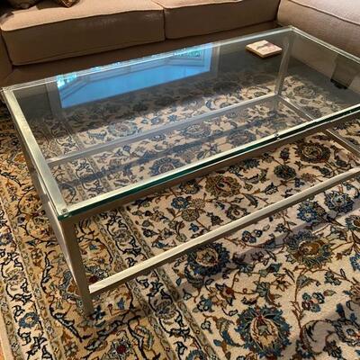 Steel and glass coffee table