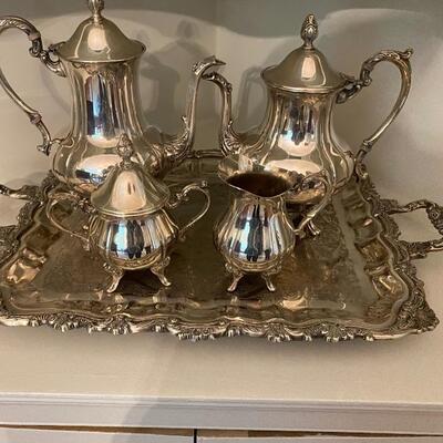 Sheridan Tauton Silversmith Coffee & Tea Set with tray