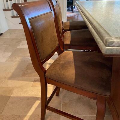 3 Wood & Suede Stools