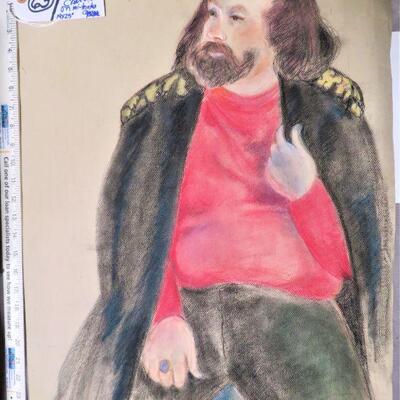 Chalk ART Blue Ring Worn by Bearded Man