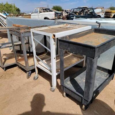 #3005 â€¢ 4 Rolling Carts 3 Metal 1 Plastic 