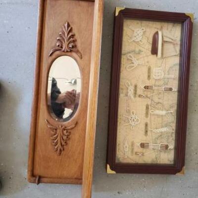 #4004 â€¢ Wooden Shelf And Nautical Shadow Box Decor
