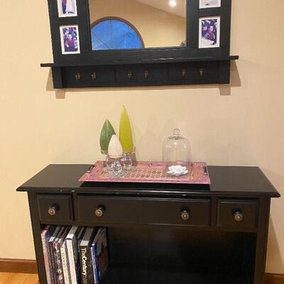 Black Side Table + Pottery Barn Mirror