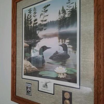National Parks Series 1990, â€œThe Boundary Watersâ€, framed print with stamp & medal