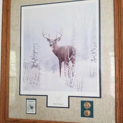 : National Parks Series 1990, â€œWinter Wonderâ€ framed print with stamp & medal