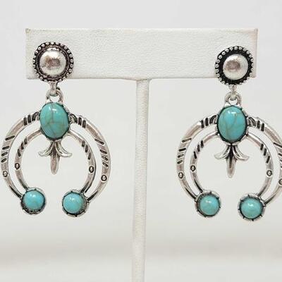 #962 â€¢ Turquoise Squash Blossom Earrings
