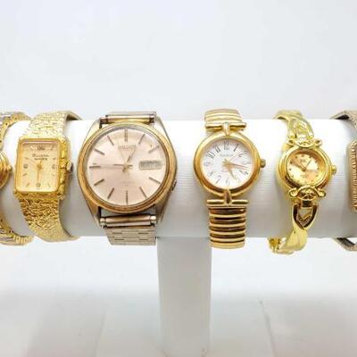 #1000 â€¢ 6 Vintage Watches. Watch Brands Include Seiko, Armitron, Bulova, Pulsar And BK. 