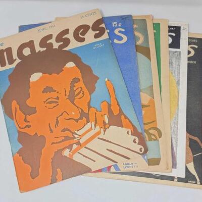 #2902 â€¢ (6) Vintage The Masses Magazine Issues from June 1917 - December 1917