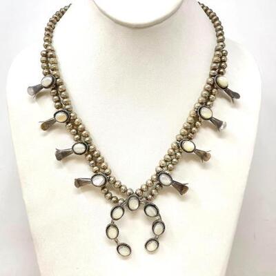 #930 â€¢ Native American Mother Of Pearl And Sterling Silver Squash Blossom 59.5g