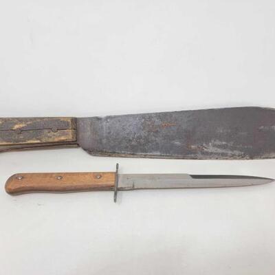 #2561 â€¢ Machete and Knife with Sheaths.
