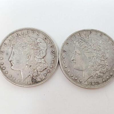 #1220 â€¢ 2 1889 & 1921 Morgan Silver Dollars 53.3g